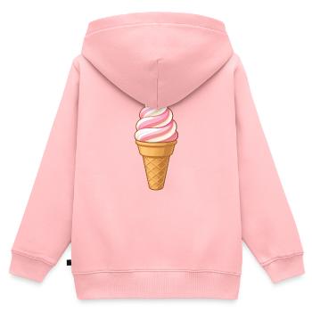Glace douce fraise-vanille - Sweat Premium à capuche zippé enfant bio - rose - Dos - AI Model Kid Female (0cm)