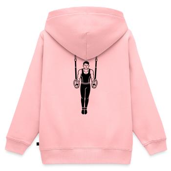 Anneaux de gymnastique - Sweat Premium à capuche zippé enfant bio - rose - Dos - AI Model Kid Female (0cm)