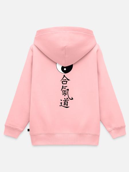 YinYang Tao mit Schriftzug Aikido - Kinder Premium Organic Zip Hoodie - Rosa