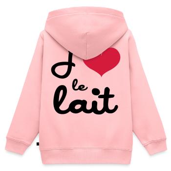 J'aime le lait - Bébé - Sweat Premium à capuche zippé enfant bio - rose - Dos - AI Model Kid Female (0cm)