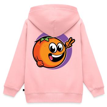 Mandarine orange - design - Sweat Premium à capuche zippé enfant bio - rose - Dos - AI Model Kid Female (0cm)