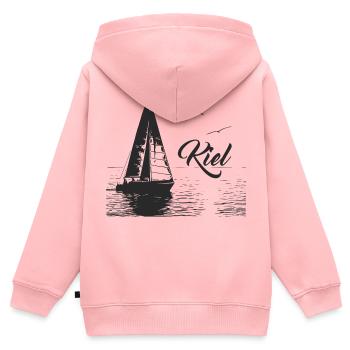 Voilier Kiel et 2 mouettes - Sweat Premium à capuche zippé enfant bio - rose - Dos - AI Model Kid Female (0cm)