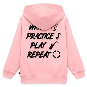 Writing, practicing, playing, repeating - Kids Premium Organic Zip-up Hoodie - rose - Back - AI Model Kid Female (0cm)