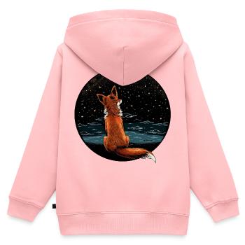 Renard au ciel étoilé - Sweat Premium à capuche zippé enfant bio - rose - Dos - AI Model Kid Female (0cm)