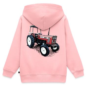 Traktor 666 - Kinder Premium Organic Zip Hoodie - Rosa - Hinten - AI Model Kid Female (0cm)