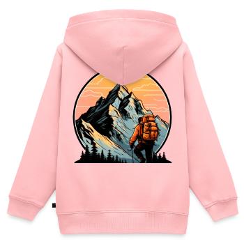 Bergsteiger - Kinder Premium Organic Zip Hoodie - Rosa - Hinten - AI Model Kid Female (0cm)