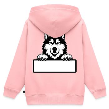 Alaskan Malamute Namensschild schwarzweiss - Kinder Premium Organic Zip Hoodie - Rosa - Hinten - AI Model Kid Female (0cm)