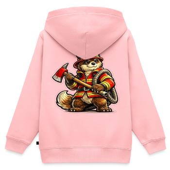 Feuerwehr Bär - Kinder Premium Organic Zip Hoodie - Rosa - Hinten - AI Model Kid Female (0cm)