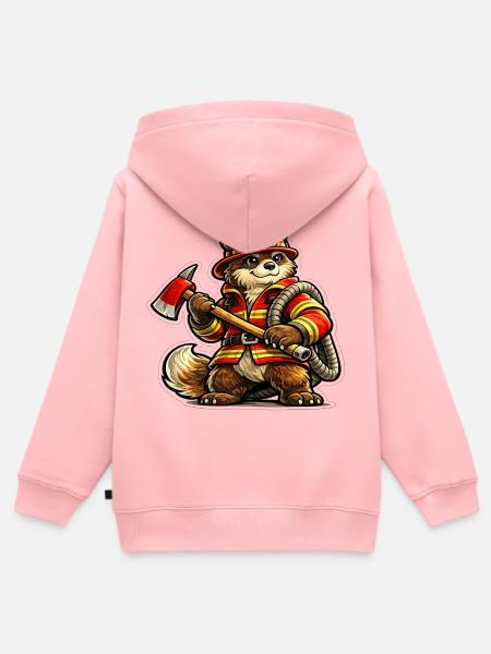 Feuerwehr Bär - Kinder Premium Organic Zip Hoodie - Rosa