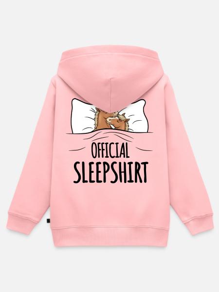Horse Sleepshirt white - Kinder Premium Organic Zip Hoodie - Rosa