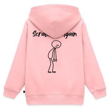 Scratched Again Humour Drôle | Design Minimaliste - Sweat Premium à capuche zippé enfant bio - rose - Dos - AI Model Kid Female (0cm)
