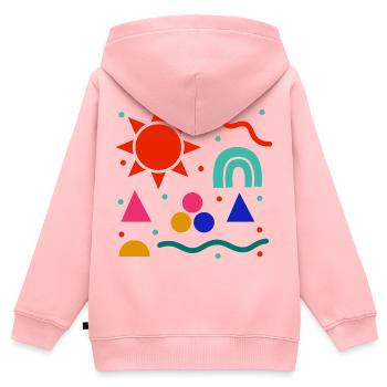 Lebendige Geometrie Sonnenfarben Muster - Kinder Premium Organic Zip Hoodie - Rosa - Hinten - AI Model Kid Female (0cm)