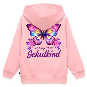 Schulkind Schmetterling Einschulung Klasse Blumen - Kinder Premium Organic Zip Hoodie - Rosa - Hinten - AI Model Kid Female (0cm)