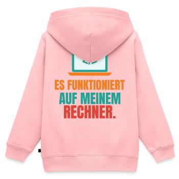 Es funktioniert auf meinem Rechner – IT Spruch - Kinder Premium Organic Zip Hoodie - Rosa - Hinten - AI Model Kid Female (0cm)