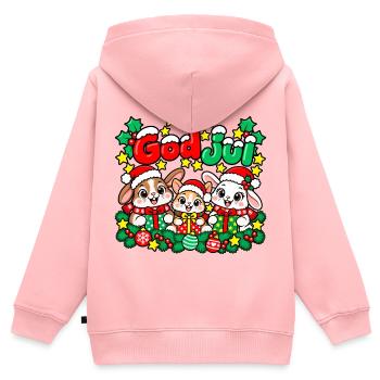 Frohe Weihnachten Kaninchen mit Geschenken - Kinder Premium Organic Zip Hoodie - Rosa - Hinten - AI Model Kid Female (0cm)