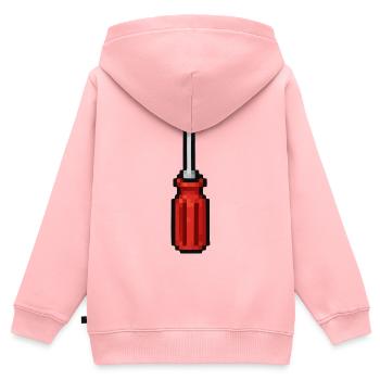 Pixel Screwdriver Red - Kids Premium Organic Zip-up Hoodie - rose - Back - AI Model Kid Female (0cm)