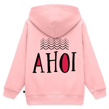 Ahoi - Kinder Premium Organic Zip Hoodie - Rosa - Hinten - AI Model Kid Female (0cm)