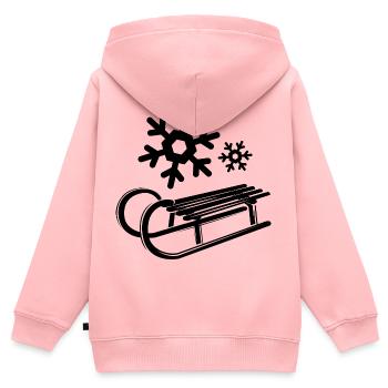 Schnee Schlitten Eiskristalle Schneeflocken Winter - Kinder Premium Organic Zip Hoodie - Rosa - Hinten - AI Model Kid Female (0cm)