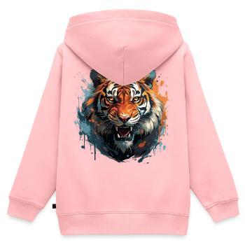 Bengalischer Tiger – Königstiger Gesicht Zoo - Kinder Premium Organic Zip Hoodie - Rosa - Hinten - AI Model Kid Female (0cm)