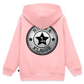 Hourra 1ère Classe - Emblème Étoile - Argent Noir - Sweat Premium à capuche zippé enfant bio - rose - Dos - AI Model Kid Female (0cm)