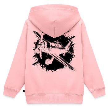 Croquis d’avion à hélice - Sweat Premium à capuche zippé enfant bio - rose - Dos - AI Model Kid Female (0cm)
