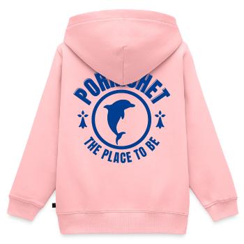Bretagne, Pornichet, vacances d'été - Sweat Premium à capuche zippé enfant bio - rose - Dos - AI Model Kid Female (0cm)