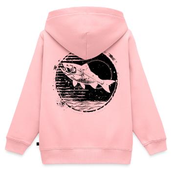 Fischerei Zeichnung - Kinder Premium Organic Zip Hoodie - Rosa - Hinten - AI Model Kid Female (0cm)