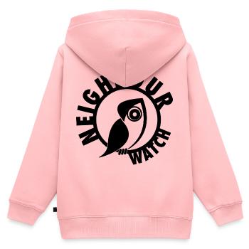 Surveillance des voisins – Urban Owl Surveillance Club - Sweat Premium à capuche zippé enfant bio - rose - Dos - AI Model Kid Female (0cm)