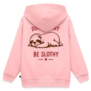 Ne te presse pas, vis lentement - Sweat Premium à capuche zippé enfant bio - rose - Dos - AI Model Kid Female (0cm)