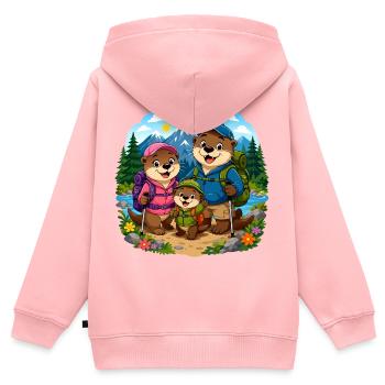 Otter family - Kids Premium Organic Zip-up Hoodie - rose - Back - AI Model Kid Female (0cm)
