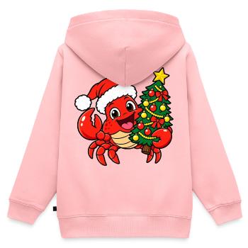Weihnachts Krabbe - Kinder Premium Organic Zip Hoodie - Rosa - Hinten - AI Model Kid Female (0cm)