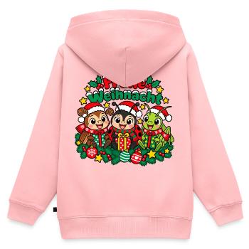 Weihnachts Insekten - Kinder Premium Organic Zip Hoodie - Rosa - Hinten - AI Model Kid Female (0cm)
