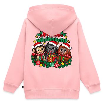 Weihnachts Affen - Kinder Premium Organic Zip Hoodie - Rosa - Hinten - AI Model Kid Female (0cm)