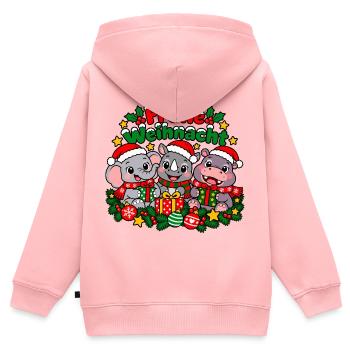 Weihnachts Wildtiere - Kinder Premium Organic Zip Hoodie - Rosa - Hinten - AI Model Kid Female (0cm)