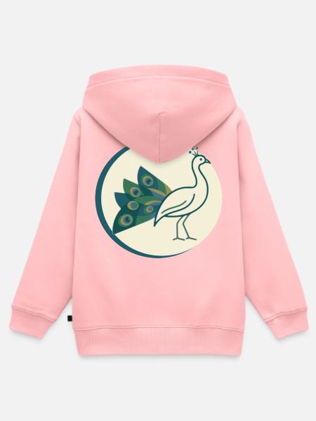 Pfau - Kinder Premium Organic Zip Hoodie - Rosa