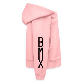 Bmx Vélo - Impression de manche Bmx Retro - Sweat Premium à capuche zippé enfant bio - rose - Droite - AI Model Kid Female (0cm)