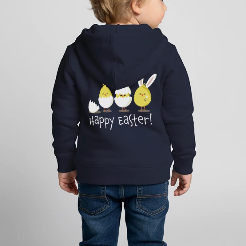 Happy Easter Chick Egg Easter Egg Kids Premium Organic Zip-up Hoodie