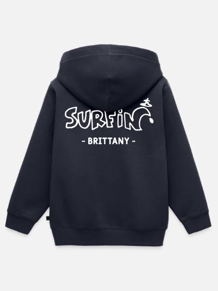Graffiti Surfin Blanc Surf Brittany - Kinder Premium Organic Zip Hoodie - Navy