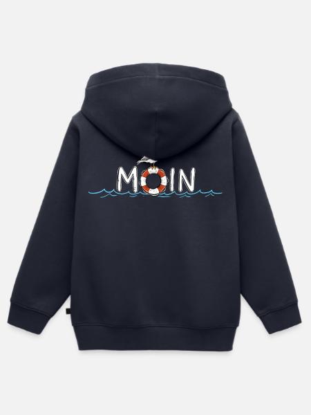 Moin Spruch Möwe Rettungsring Maritim - Kinder Premium Organic Zip Hoodie - Navy