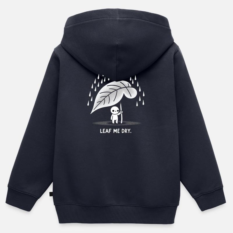 Leaf Me Dry - Sweat Premium à capuche zippé enfant bio - bleu marine