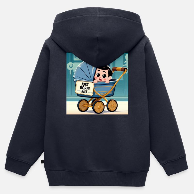 Just Born Boy - Sweat Premium à capuche zippé enfant bio - bleu marine