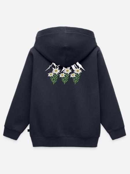 Alpen Edelweiß - Kinder Premium Organic Zip Hoodie - Navy