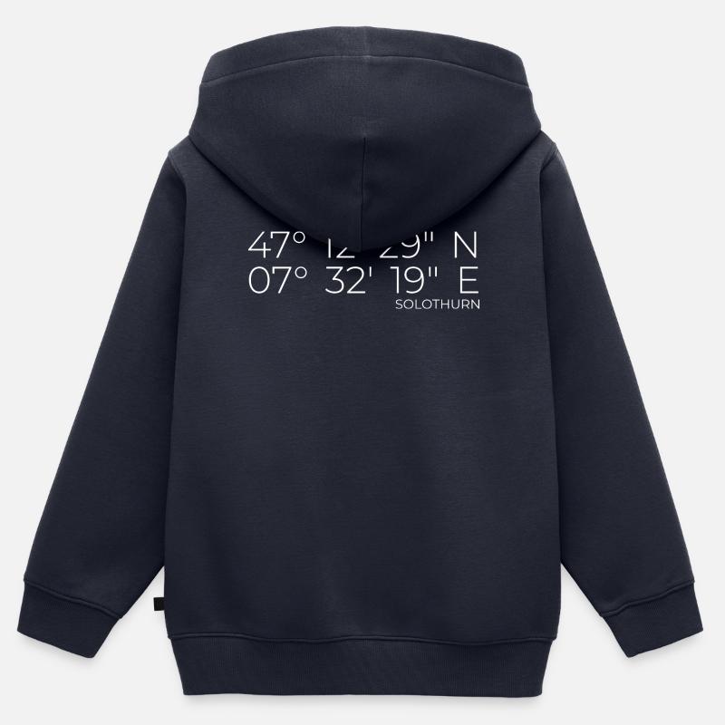 Coordonnées Soleure Canton de Soleure - Sweat Premium à capuche zippé enfant bio - bleu marine