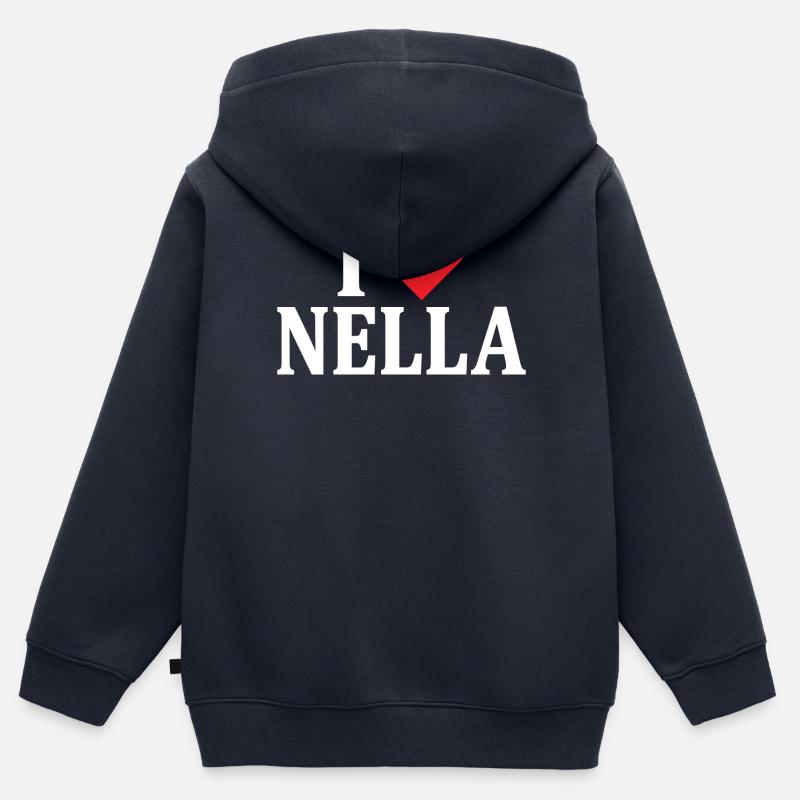 t-shirt nom que j’aime Dans l’idée cadeau t-shirt - Sweat Premium à capuche zippé enfant bio - bleu marine