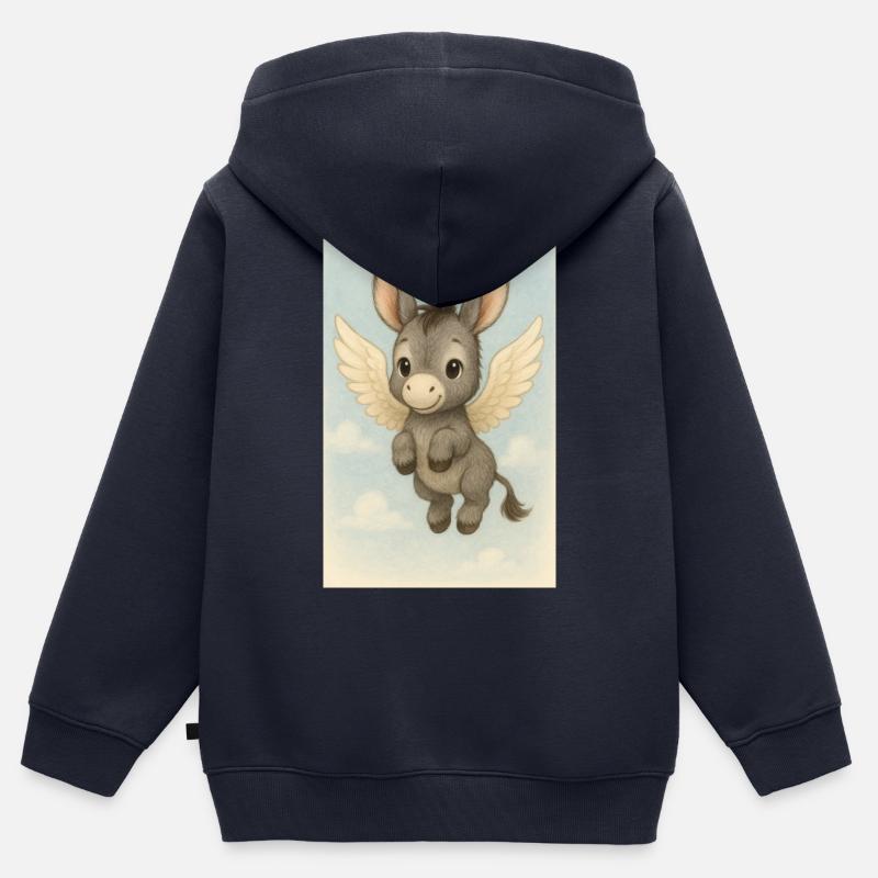 Mouche - Sweat Premium à capuche zippé enfant bio - bleu marine