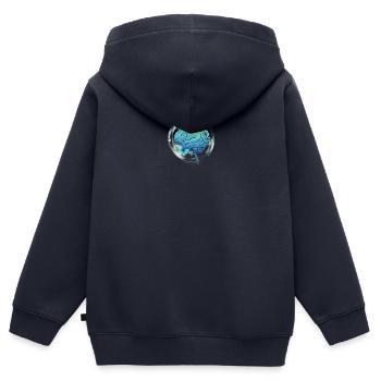 Blaugrünes Gehirn: Harmonie & Geistige Vitalität - Kinder Premium Organic Zip Hoodie - Navy - Hinten - AI Model Kid Male (0cm)