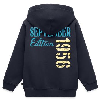 September 1956 - 70. Geburtstag - Kinder Premium Organic Zip Hoodie - Navy - Hinten - AI Model Kid Male (0cm)
