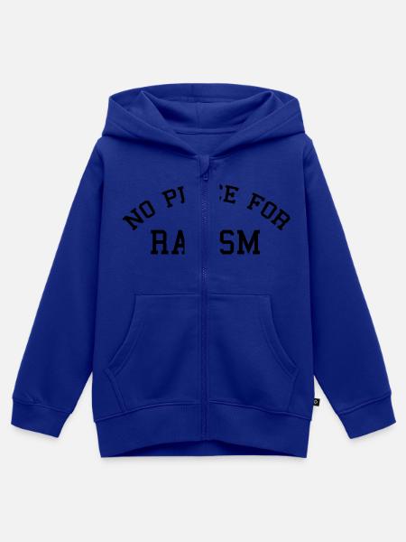 No place for racism - Kids Premium Organic Zip-up Hoodie - royal blue