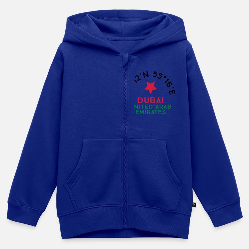 Dubaï - Sweat Premium à capuche zippé enfant bio - bleu roi