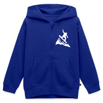 snowboard mountains jump - Sweat Premium à capuche zippé enfant bio - bleu roi - Devant - AI Model Kid Male (0cm)